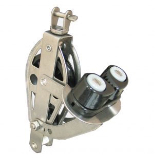 KEELER BLOCK, SINGLE, 59x16mm, INLINE SHEAVE, BECKET & CAM CLEAT